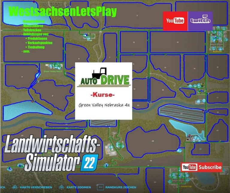 Autodrive Course Green Valley Nebraska V1 0 FS22 Mod Farming