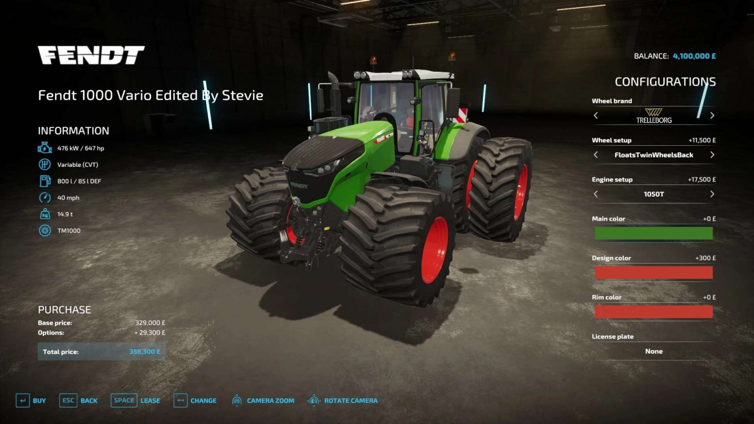 Fendt Vario 1000 By Stevie v1.0 FS22 Mod | Farming Simulator 22 Mod