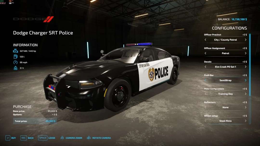 Dodge Charger SRT Hellcat Police Cruiser  FS22 - Farming Simulator 22  Mod | FS22 mod