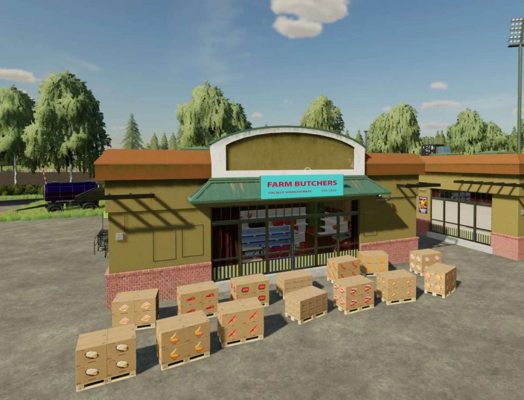 BUTCHER Market Sell Point v1.0 FS22 Mod | Farming Simulator 22 Mod