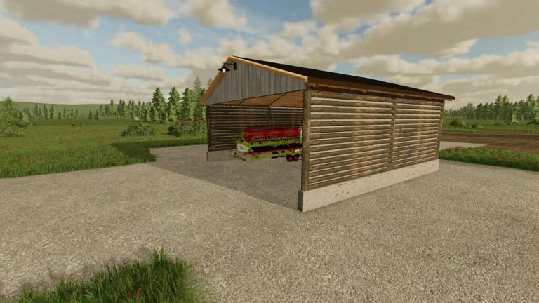 Drive Thru Log Shed v1.0 FS22 Mod | Farming Simulator 22 Mod