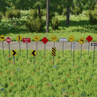 US Road Signs Pack v1.0 FS22 Mod | Farming Simulator 22 Mod