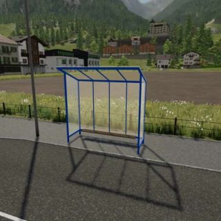 Glass Bus Stop Prefab v1.0 FS22 Mod | Farming Simulator 22 Mod