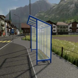 Glass Bus Stop Prefab v1.0 FS22 Mod | Farming Simulator 22 Mod