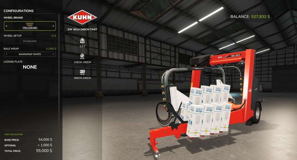 Kuhn SW4014 240cm Wrapper Pack v1.0.0.0 FS25 Mod | Farming Simulator 22 Mod